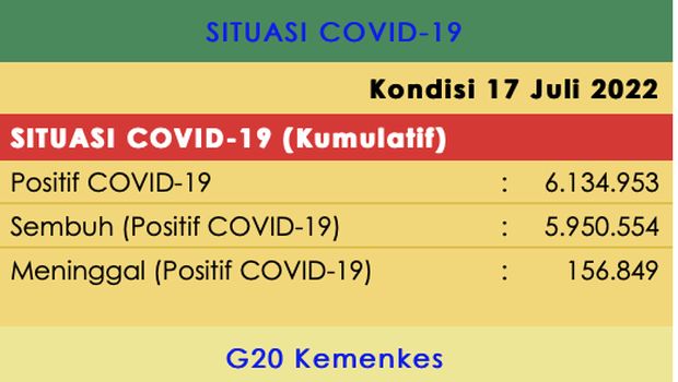 Situasi COVID-19 RI 17 Juli