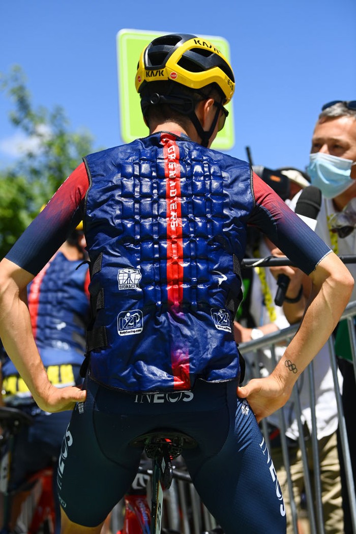 CARCASSONNE, FRANCE - JULY 17: Detailed view of BIB number of Fabio Jakobsen of Netherlands and Quick-Step - Alpha Vinyl Team prior to the 109th Tour de France 2022, Stage 15 a km stage from Rodez to Carcassonne / #TDF2022 / #WorldTour / on July 17, 2022 in Carcassonne, France. (Photo by Tim de Waele/Getty Images)