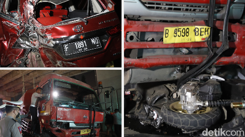 Total ada 12 kendaraan yang terlibat dalam kecelakaan maut Truk Pertamina di Jalan Alternatif Cibubur, Bekasi, Jawa Barat.