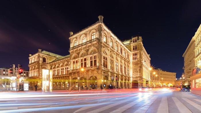 Vienna state opera in the night. Austria. Europe.