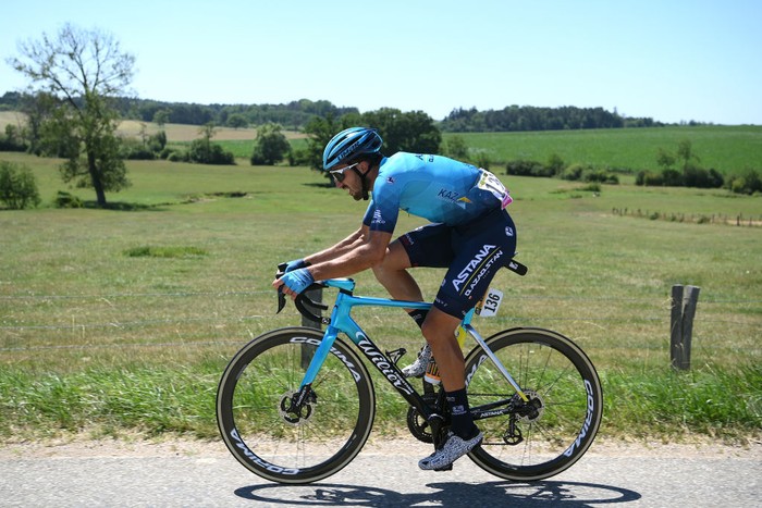 1407513481 PLANCHE DES BELLES FILLES, FRANCE - JULY 08: Gianni Moscon of Italy and Team Astana β Qazaqstan competes during the 109th Tour de France 2022, Stage 7 a 176,3km stage from Tomblaine to La Super Planche des Belles Filles 1141m / #TDF2022 / #WorldTour / on July 08, 2022 in Planche des Belles Filles, France. (Photo by Alex Broadway/Getty Images)