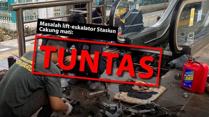Masalah lift-eskalator Stasiun Cakung mati: Tuntas. (Mindra Purnomo/Tim Infografis detikcom)