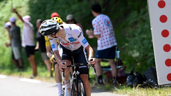FOIX, FRANCE - JULY 19: Tony Gallopin of France and Team Trek - Segafredo injured after being involved in a crash during the 109th Tour de France 2022, Stage 16 a 178,5km stage from Carcassonne to Foix / #TDF2022 / #WorldTour / on July 19, 2022 in Foix, France. (Photo by Michael Steele/Getty Images)