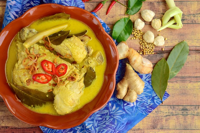 Opor Ayam (Indonesian Cuisine), Chicken cooked in coconut milk and spices