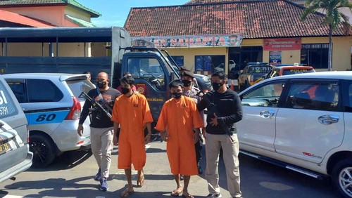 Polres Buleleng saat melaksanakan press release pengungkapan kasus perkelahian maut di Banjar Dinas Kubu, Desa Pegayaman, Kecamatan Sukasada, Kabupaten Buleleng, Bali, pada Rabu (20/7/2022)