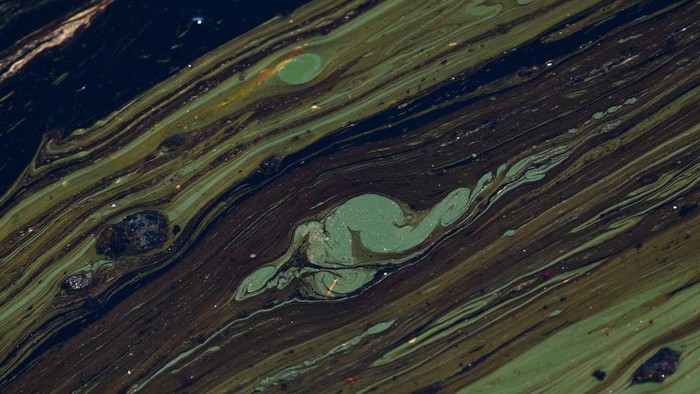 Tumpahan minyak yang mencemari laut justru terlihat dramatis dari jepretan kamera. Lansekap yang dihasilkan menjelma bak lukisan. Setuju?