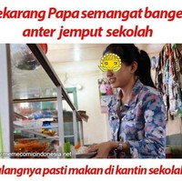 Semangat karena ada maksud terselubung nih namanya. Yaudah deh lumayan kan jadi istrinya nggak perlu repot-repot lagi masakin buat suami di rumah. Foto: Twitter/@mcidotnet