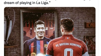 Barcelona menjadi pilihan Lewandowski karena sudah impiannya main di La Liga sejak lama. Foto: Twitter