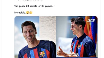 Rekor Lewandowski yang sangat impresif. Foto: Twitter