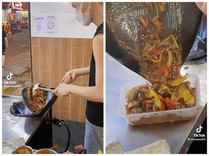 Tampil Beda, Pedagang Makanan Ini Masak dengan Wajan Penyok