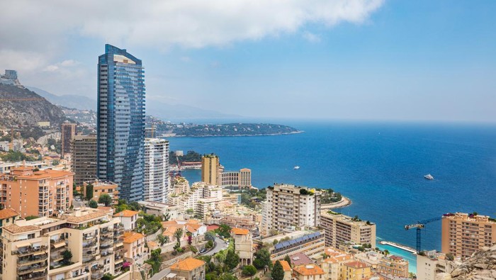Monaco - June 7, 2022: Tour Odéon Monaco, District of La Rousse Saint Roman, French Riviera, Cote dAzur