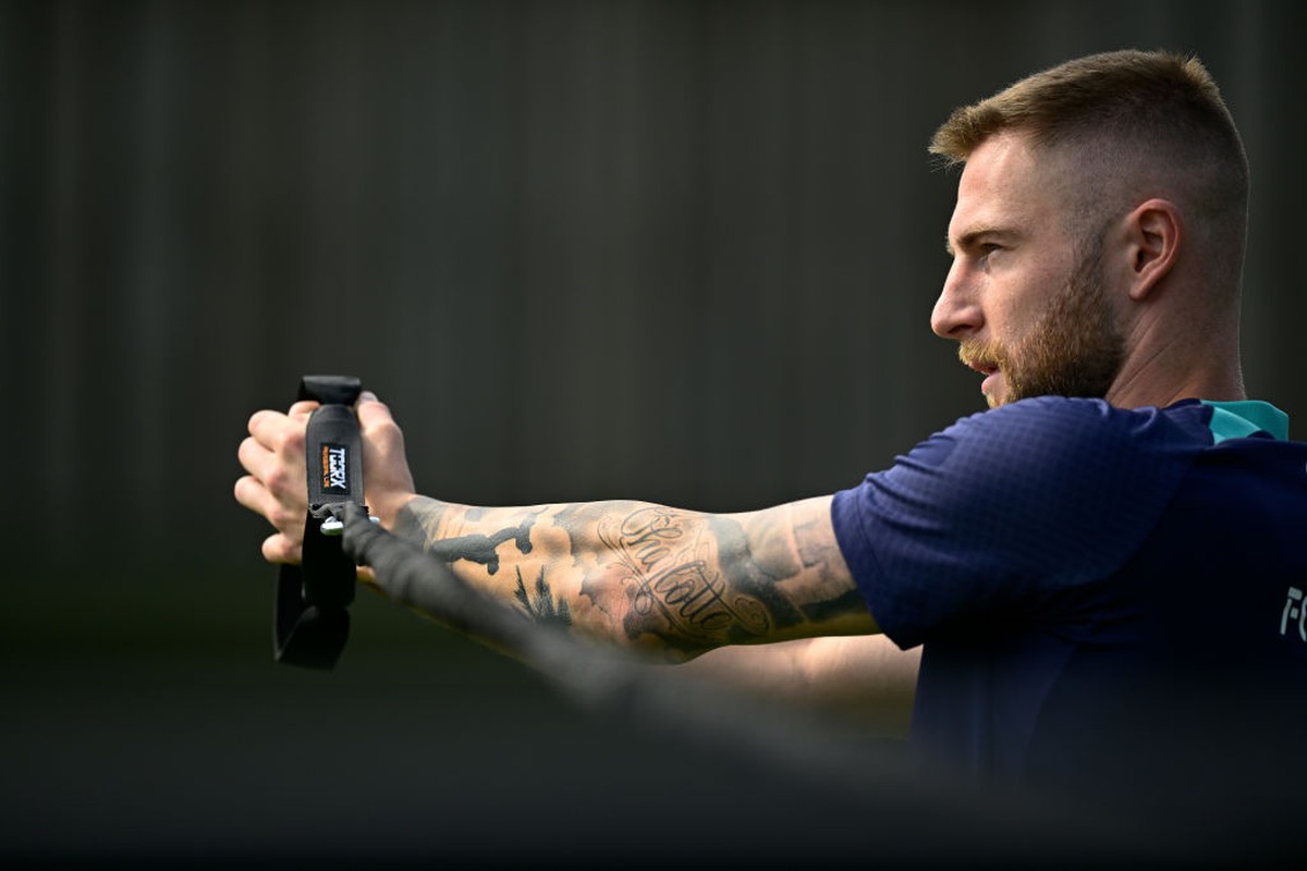 Skriniar sedang menjalani latihan pramusim bersama Inter. Foto: Inter via Getty Images/Mattia Ozbot - Inter