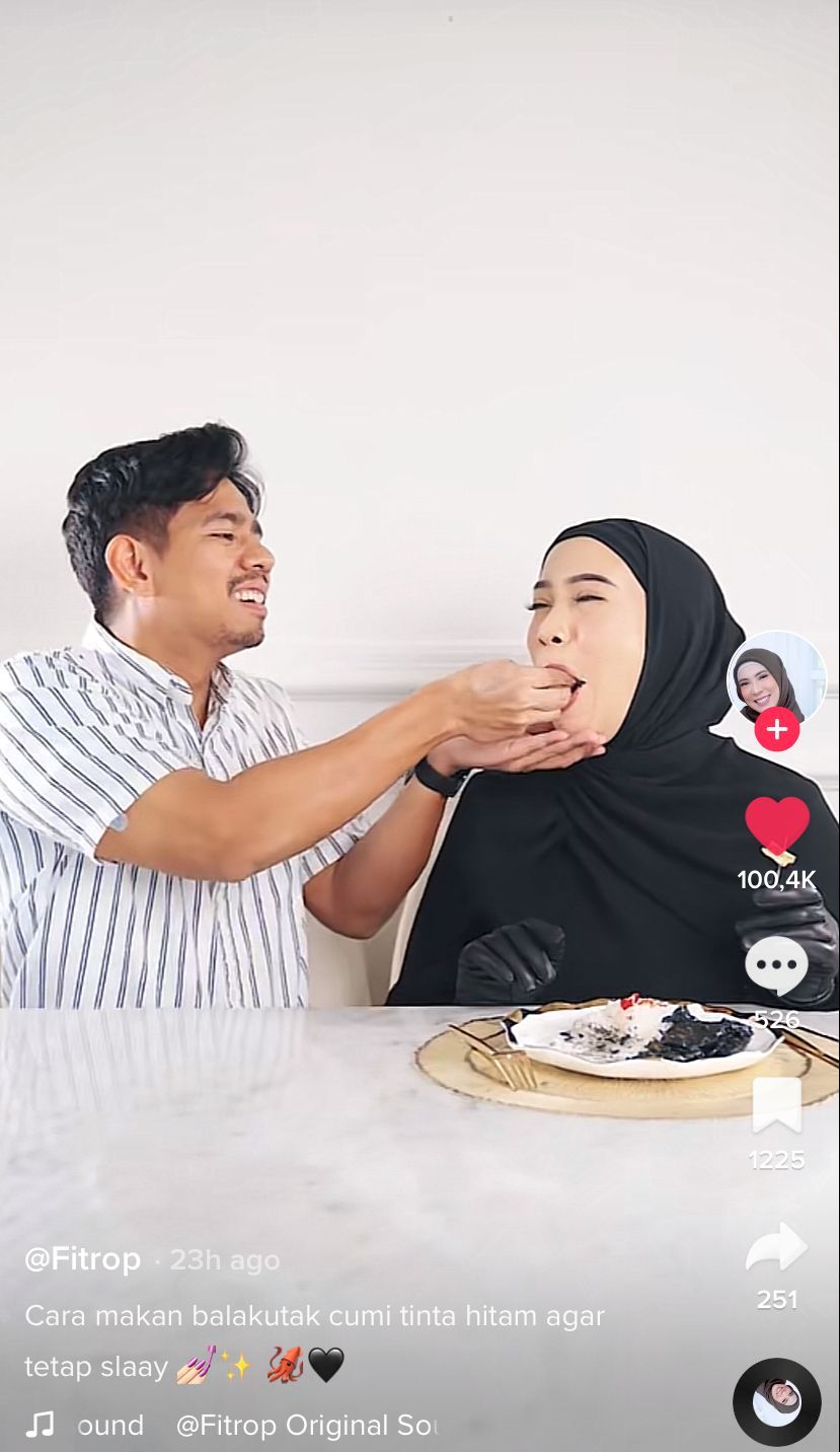 Slay! Begini Cara Kocak Fitri Tropica Makan Balakutak Cumi Item