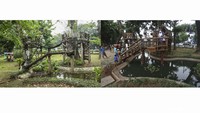 Taman tersebut dibuat sejak tahun 2019, taman tersebut didatangi warga sebab memiliki jembatan kayu dan permainan lain. Ini foto saat taman ramai dikunjungi (foto kanan).