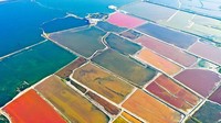 Pemandangan udara dari danau garam di Kota Yuncheng, Provinsi Shanxi, China Utara, Kamis (21/7/2022) waktu setempat.  