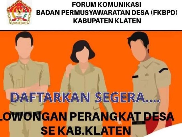 Pengumuman pengisian perangkat desa di Klaten.