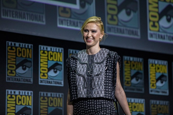 1410579520 SAN DIEGO, CALIFORNIA - JULY 23: Maria Bakalova speaks onstage at the Marvel Cinematic Universe Mega-Panel during 2022 Comic-Con International Day 3 at San Diego Convention Center on July 23, 2022 in San Diego, California. (Photo by Daniel Knighton/Getty Images)
