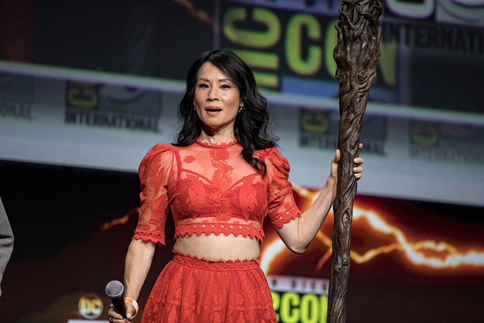 SAN DIEGO, CALIFORNIA - JULY 23: Lucy Liu speaks onstage at the Warner Bros. theatrical session featuring 