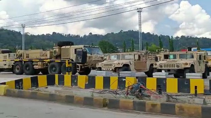 Beberapa Kendaraan Tempur milik US Army yang berada di Pelabuhan Panjang Bandar Lampung. Istimewa