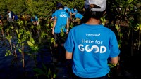 Inisiatif ini sejalan dengan strategi jangka panjang rendah karbon dan ketahanan iklim yang ditargetkan pemerintah untuk tercapai pada 2050. Hasil penanaman bakau ini diharapkan mampu mengurangi hingga 4,45 juta kilogram emisi karbon dioksida (CO2).