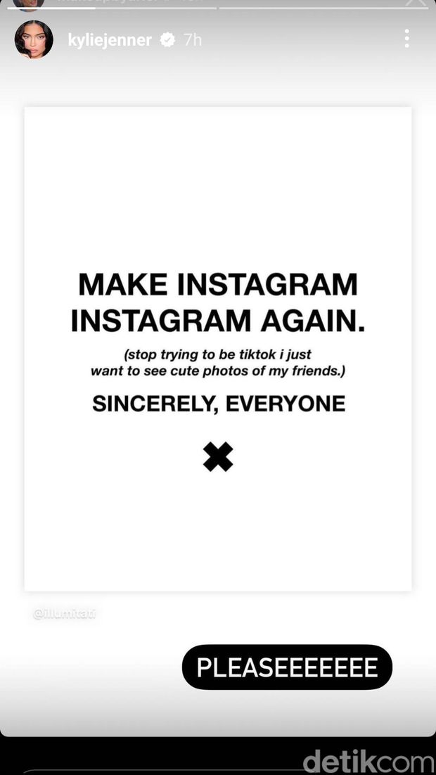 Postingan Stories Kylie Jenner minta Instagram berhenti tiru TikTok
