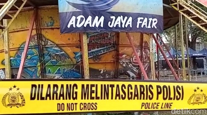 Wahana Tong Setan di Jember ditutup dan dipasangi garis polisi