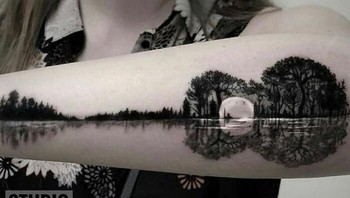 Tato atau lukisan nih gaess... Tato gambar landscape sungai