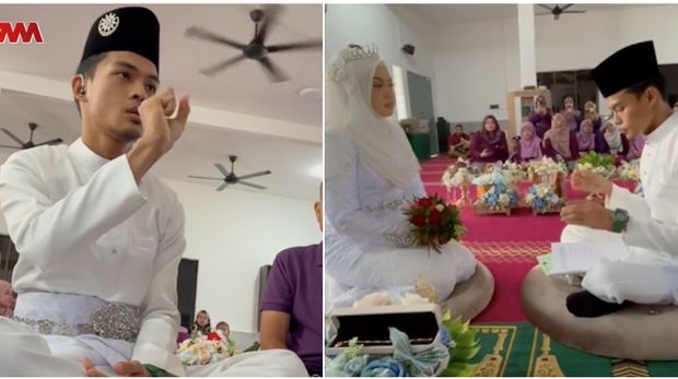 Beredar viral pengantin tuna wicara akad nikah dengan bahasa isyarat.
