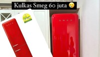 Di sudut dapurnya ada salah satu kulkas sultan yang harganya tidak main-main. Kulkas bermerek Smeg berwarna merah ini ditaksir seharga Rp 60 juta. Foto: Instagram/biasalahanakmuda