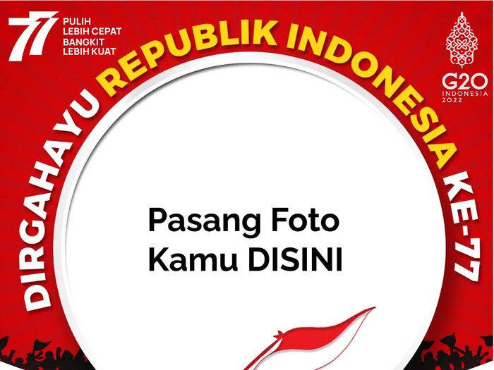 Twibbon HUT RI ke-77 dapat digunakan saat peringatan Kemerdekaan Indonesia. Sebagaimana kita ketahui, HUT Indonesia dirayakan setiap tanggal 17 Agustus.