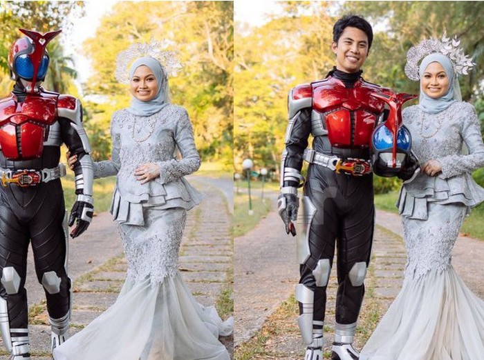Foto pasangan viral Muhammad Harizal dan Mahirah Sarah.