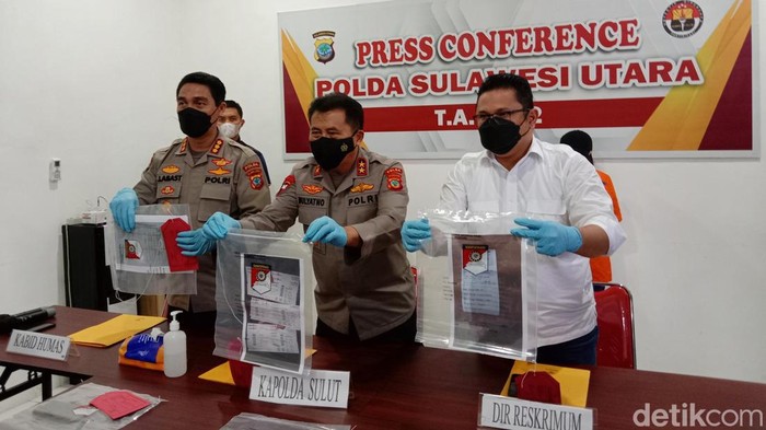 Jumpa pers kasus human trafficking di Sulut.