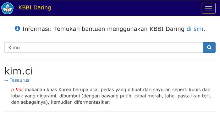 Kimci dan enam kata bahasa Korea masuk KBBI