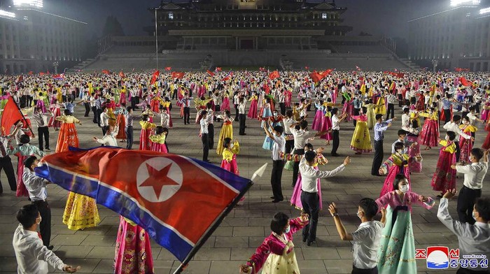In this photo provided by the North Korean government, North Korean leader Kim Jong Un, third right, shakes hands with war veterans during a ceremony to mark the 69th anniversary of the signing of the ceasefire armistice that ends the fighting in the Korean War, in Pyongyang, North Korea Wednesday, July 27, 2022. Independent journalists were not given access to cover the event depicted in this image distributed by the North Korean government. The content of this image is as provided and cannot be independently verified. Korean language watermark on image as provided by source reads: KCNA which is the abbreviation for Korean Central News Agency. (Korean Central News Agency/Korea News Service via AP)