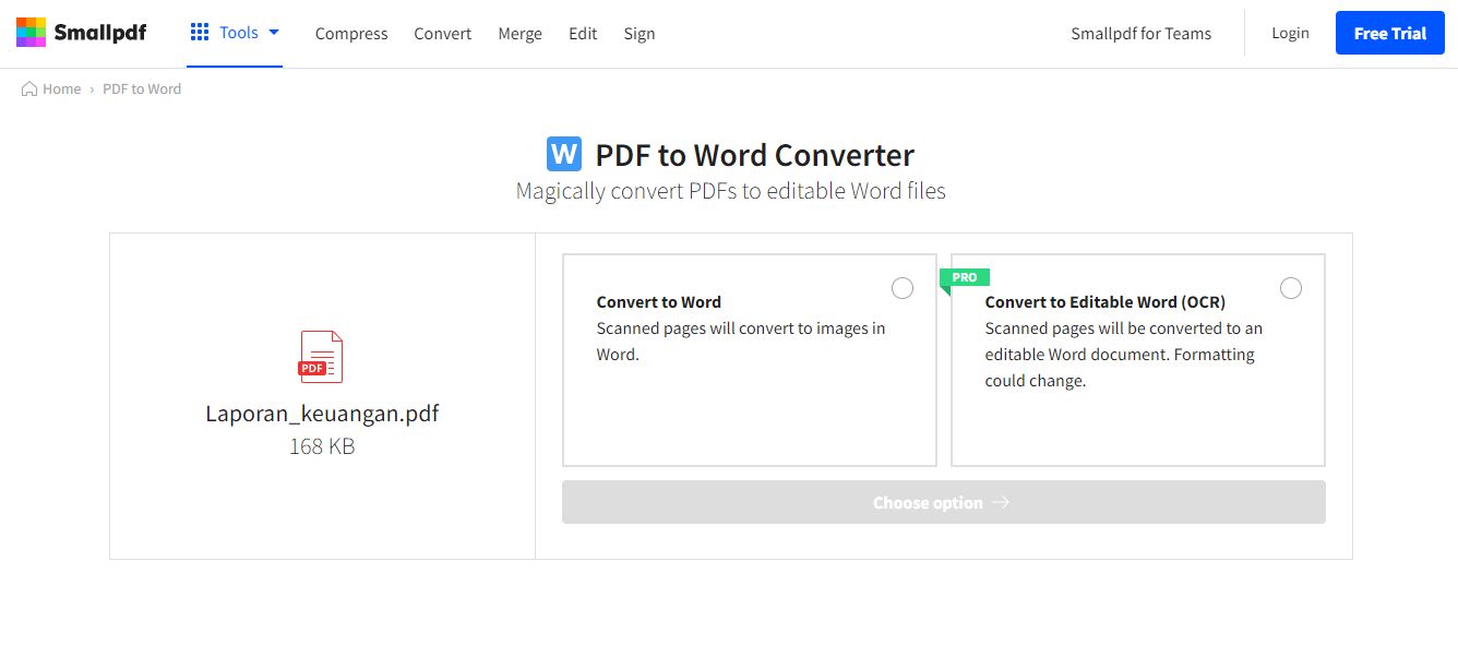 Cara mengubah PDF ke Word.