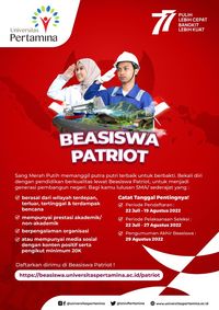 Beasiswa Kuliah Universitas Pertamina 2022 Patriot, Daftar Yuk!