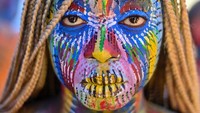 Seniman Tasha Douge berpose selama NYC Body Painting Day.  Foto: Getty Images/Alexi Rosenfeld