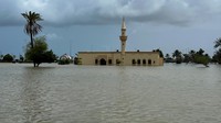 Banjir ini disebabkan hujan deras yang turun sehari penuh.