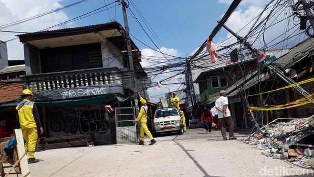 Kondisi terkini di Jalan Rawa Sawah 2, Johar Baru, Jakpus usai puing-puing bangunan roboh dibersihkan (Rakha AD/detikcom)