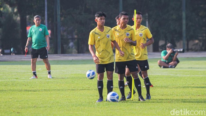 Latihan Timnas U-16 Jelang Gelaran Piala AFF U-16 2022 di Lapangan UNY, Jogja, Jumat (29/7/2022).