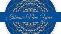 Poster ucapan Selamat Tahun Baru Islam dengan bahasa Inggris ini juga bisa jadi pilihan. Foto: Getty Images/iStockphoto/StarLineArts