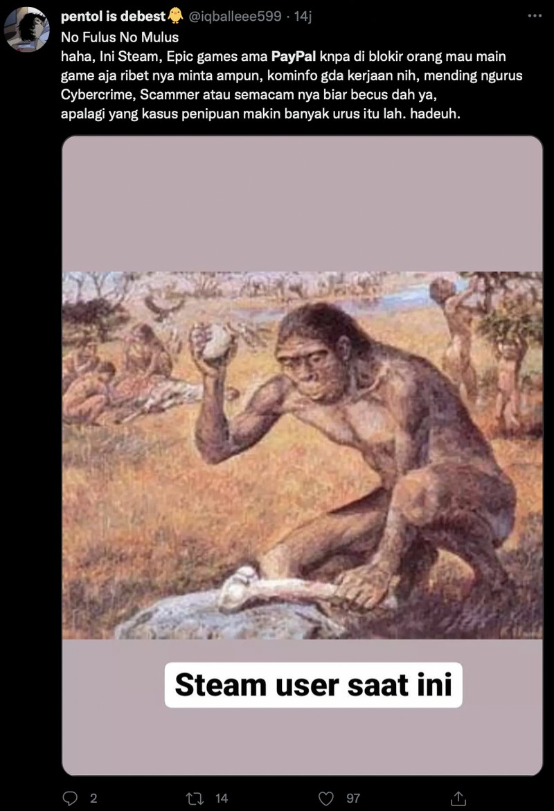 Meme Kominfo bertebaran di linimasa usai memblokir Steam, Epic Games, hingga PayPal