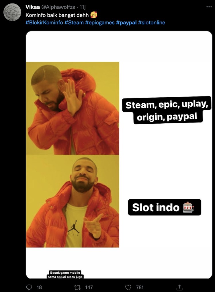 Meme Kominfo Meme Kominfo bertebaran di linimasa usai memblokir Steam, Epic Games, hingga PayPal
