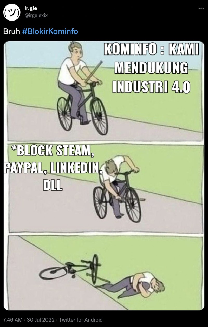 Meme Kominfo bertebaran di linimasa usai memblokir Steam, Epic Games, hingga PayPal