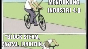 Di satu sisi mendukung industri 4.0, tetapi platform digital diblokir. Foto: Twitter