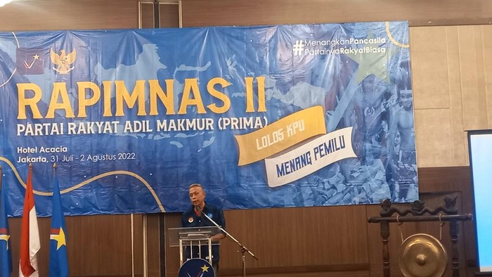 Ketua Umum Prima Agus Jabo Priyono saat rapimnas II (Khairul/detikcom)