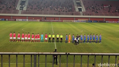 Timnas U-16 saat melawan Timnas Filipina di Stadion Maguwoharjo, Sleman, Minggu (31/7/2022).