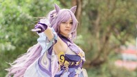 Andela mengaku tak instan terjun ke dunia cosplay. Butuh waktu setahun buat dia menyesuaikan dan membentuk kepercayaan diri. Terlebih harus bergaya seperti karakter Keqing dari Liyue ini misalnya. (Foto: dok. Instagram @andela.yuw) 