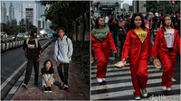 Selain itu sempat ramai bahwa Citayam Fashion Week ada warga yang menggunakan busana mengarah ke LGBT,  sehingga pihak Dinas Sosial Jakarta secara tegas akan menindak hal itu. Terlihat di dalam foto dua orang pria menggunakan pakaian wanita saat di CFW. Foto: Pradita Utama/detikcom