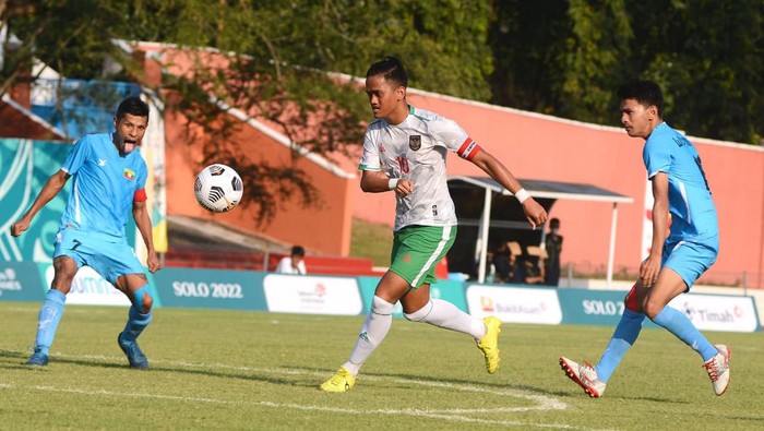 Kapten Timnas Sepakbola CP Indonesia, Yahya Hernanda, dalam pertandingan melawan Myanmar di Stadiun UNS, Senin (1/8/2022).